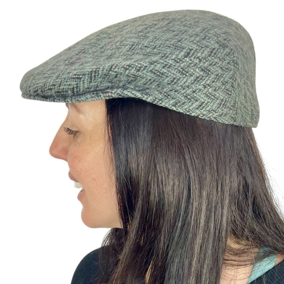 Vintage KANGOL made in Great Britain teal black grey tweed newsboy baker boy cap main image 5